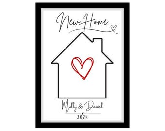 New Home Gepersonaliseerde A4-print, Our Home, First Home, gepersonaliseerde print, aangepaste print, volledig aangepaste print voor gezinswoning