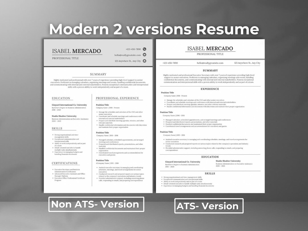 ATS Friendly Resume for Google Docs CV Professional Format Resume for ...