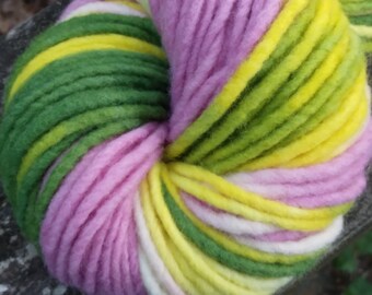 Meadow Flowers--Single Ply Bulky Skein--4 Ounces--100 Yards--Finger Chain Knit--Plant Dyed