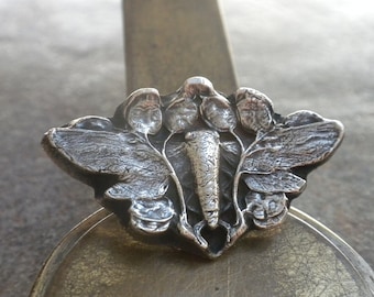Silver Statement Moth Ring Cicada Jewelry