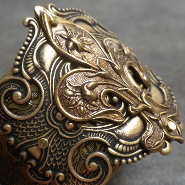 Renaissance Faire Accessory Fleur de Lis Brass Cuff Bracelet Gift for Her