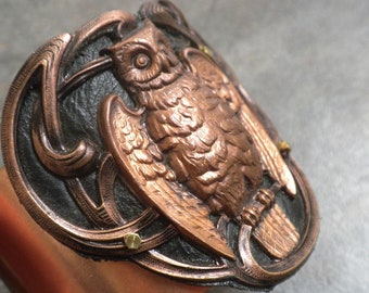 Creative Wildlife Owl Jewelry Wide Copper Cuff Bracelet