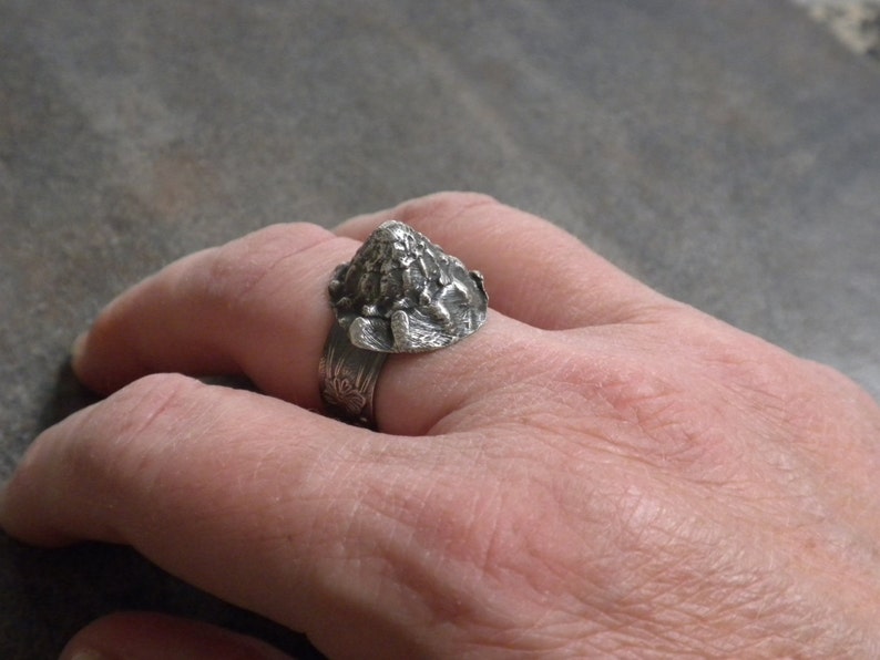 Bohemian Seashell Jewelry Silver Shell Statement Ring image 3
