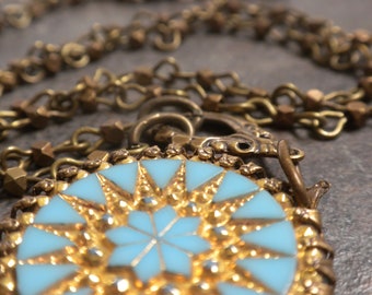 Turquoise Beaded Necklace Boho Style Long Layering Piece