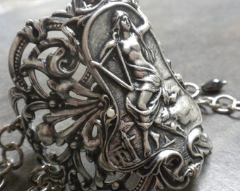 The Empress Tarot Inspired Jewelry Silver Filigree Cuff  Bracelet