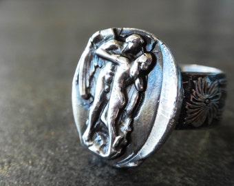 Eros und Psyche Silber Ring: Mythologie Schmuck, Valentinstagsgeschenk