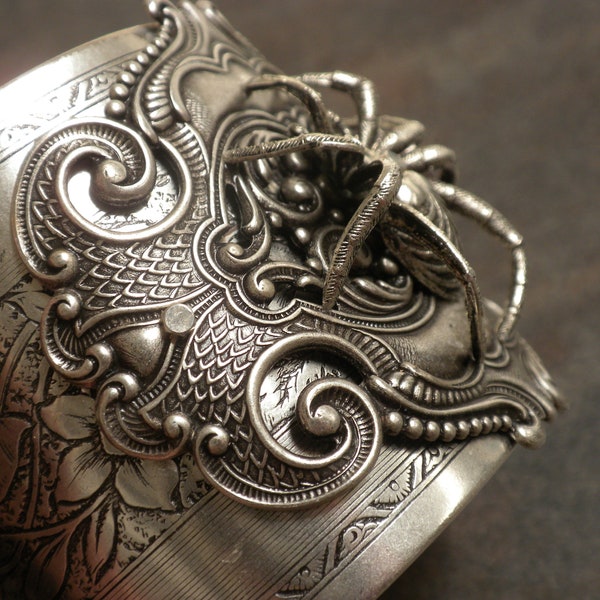 Spider Whimsigoth Jewelry Gothic Silver Statement Cuff Bracelet
