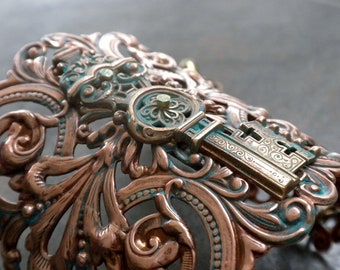 Steampunk Jewelry Skeleton Key Bracelet Filigree Cuff Gift for Cosplayer