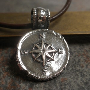 Compass Necklace Wax Seal Pendant Nautical Jewelry