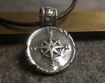 Compass Necklace Wax Seal Pendant Nautical Jewelry