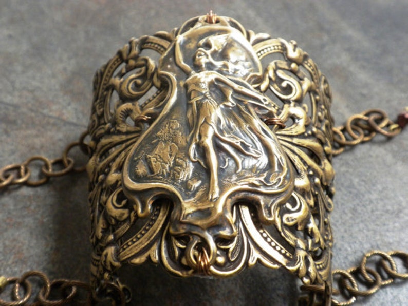 Viking Jewelry Valkyrie Norse Goddess Wide Cuff Bracelet image 2