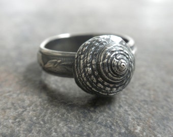 Silver Shell Ring: Ocean Inspired Seashell Jewelry,  Boho Jewelry Gift
