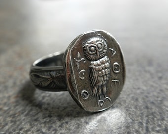 Silver Owl Ring Athenian Owl Alpha Theta Epsilon Signet