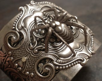 Spider Whimsigoth Jewelry Gothic Silver Statement Cuff Bracelet