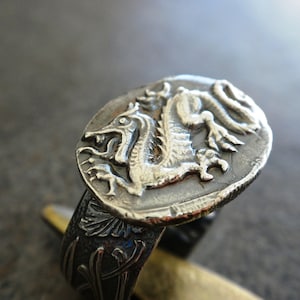 Asian Dragon Signet Ring in Sterling Silver