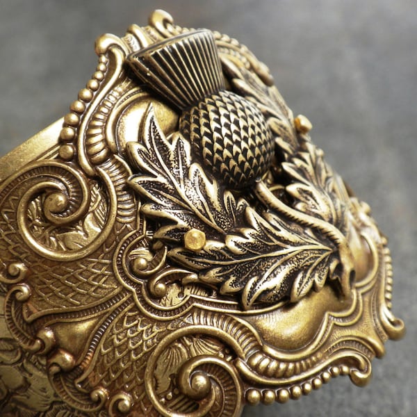Outlander Jewelry Scotland Thistle Scottish Statement Cuff Bracelet