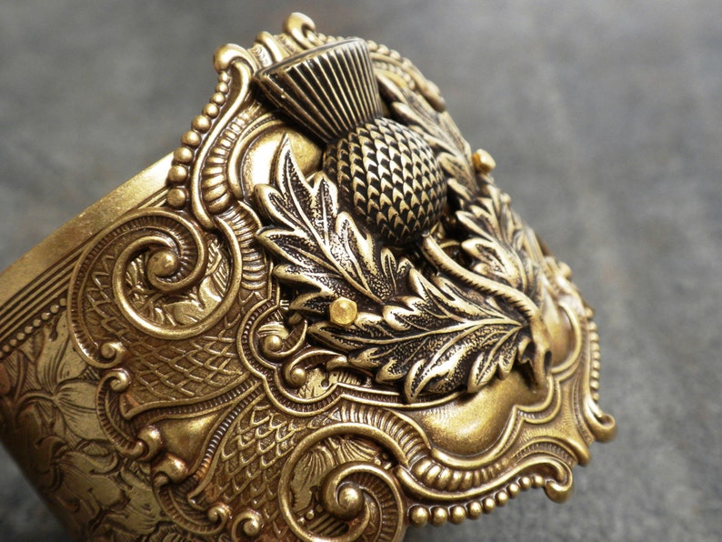 Outlander Jewelry Scotland Thistle Scottish Statement Cuff Bracelet