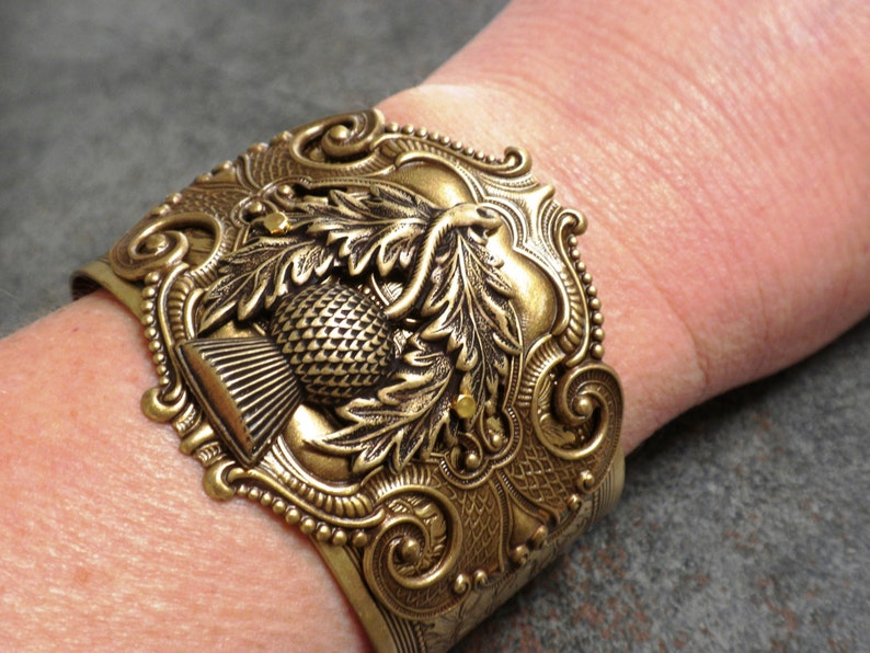 Outlander Jewelry Scotland Thistle Scottish Statement Cuff Bracelet