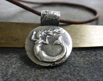Silver Mermaid Pendant: Unique Bohemian Style Ocean Inspired Boho Jewelry