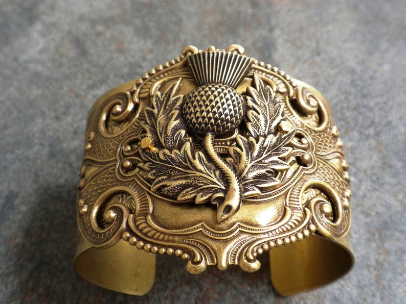 Outlander Jewelry Scotland Thistle Scottish Statement Cuff Bracelet
