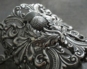 Outlander Jewelry Scottish Thistle Silver Cuff Bracelet