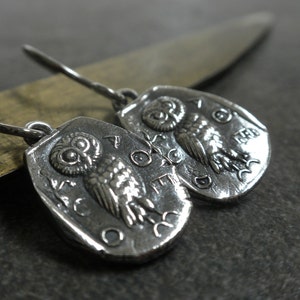 Owl Jewelry Athenian Owl Earrings Niobium Wire