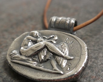 Mythology Jewelry Wax Seal Necklace Leda and the Swan Pendant