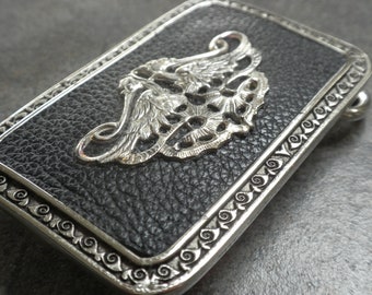 Unisex Belt Buckle Black and Silver Phoenix Boho Beauty