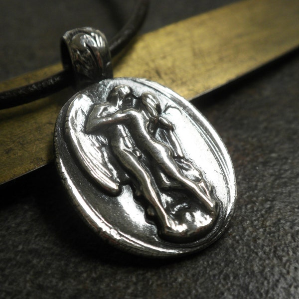 Romantic Gift for Her Mythology Jewelry Eros and Psyche Silver Pendant