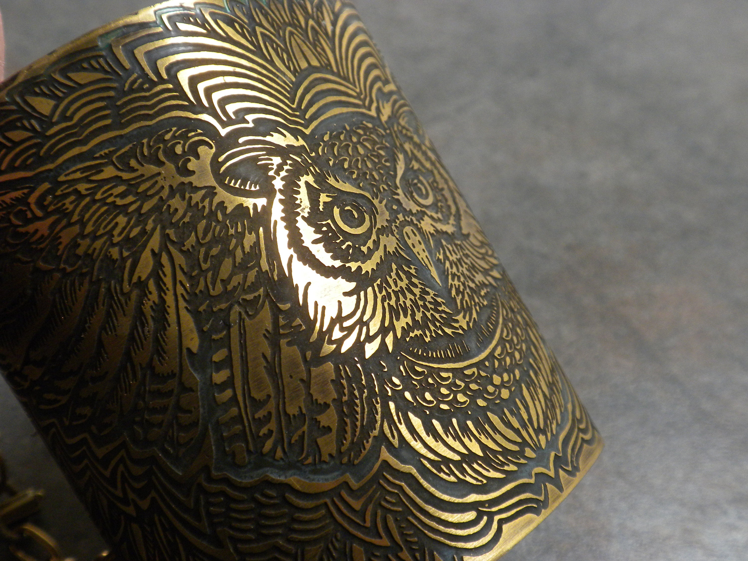 Dark Academia Owl Bracelet Statement Cuff Festival Jewelry
