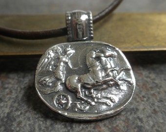 Greek Mythology Necklace Silver Pendant Aurora Goddess of the Dawn