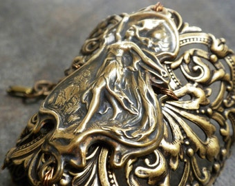 Viking Jewelry Valkyrie Norse Goddess Wide Cuff Bracelet