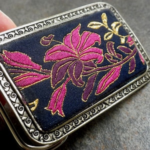 Floral Western Silver Belt Buckle: Pink & Gold Lily, Boho Cowgirl Style