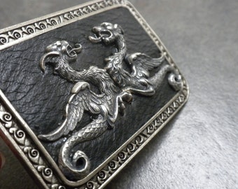 Dragon Belt Buckle Silver and Black Accessory