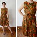 1960s Nylon Jersey Fall Floral Dress - M/L