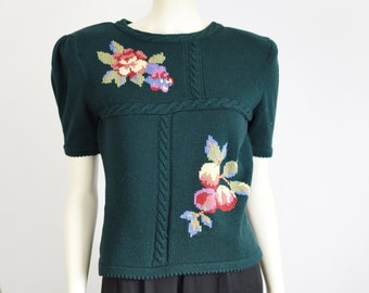 1990 Susan Bristol Floral Sweater - S