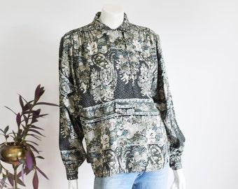 Carole Little Green Floral Blouse - M