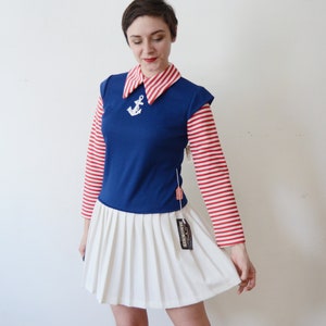 Deadstock Anfang der 70er Jahre Matrosen Mini Kleid - S