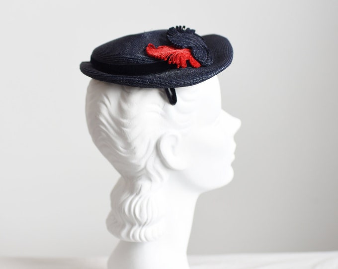 1950s Blue Straw Hat