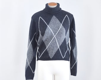 90s Argyle Turtleneck - M