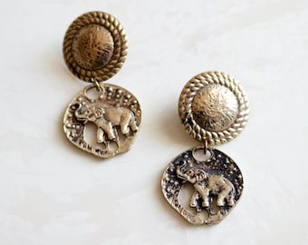 SALE 80s Chunky Gold Elephant Earrings