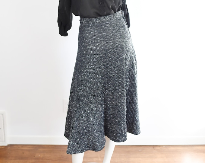 50s/60s Metallic Quilted Skirt - S