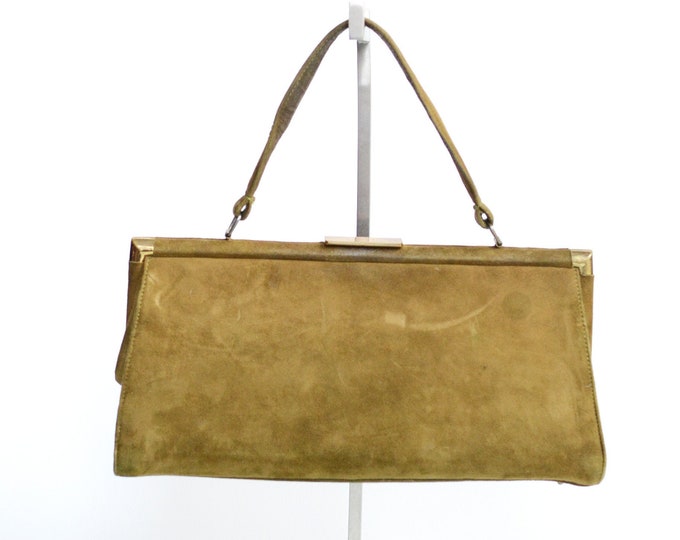 1950s Brown Suede Handbag