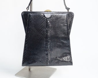 1950s Black Reptile Skin Purse