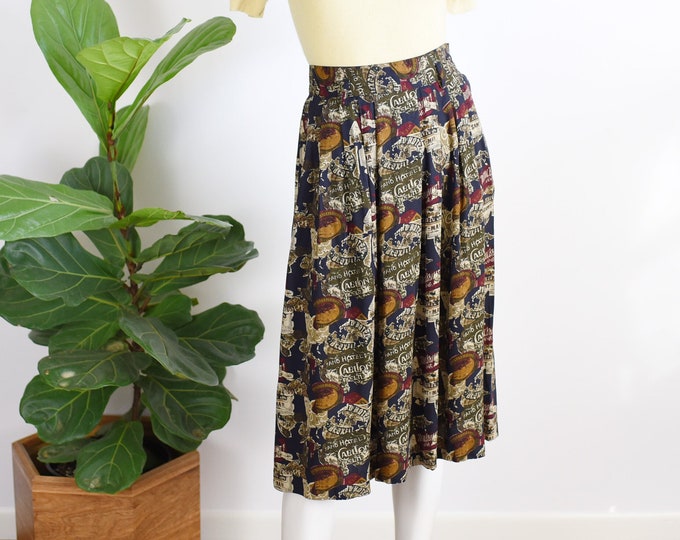 SALE 1980s Jones New York Novelty Rayon Skirt - M