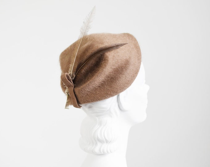 50s Brown Mohair Cap