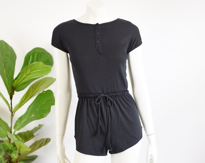 1980s Black Jersey Romper - XS