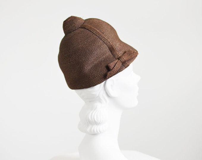 SALE 1960s Straw Riding Helmet Hat / 60s Bubble Hat