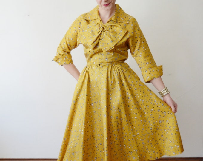 1950s Yellow Party Dress - S/M