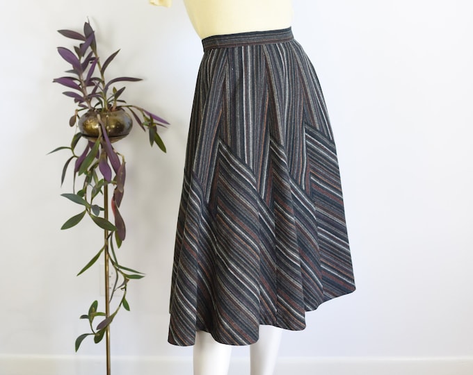 1970s Green Striped Skirt - S